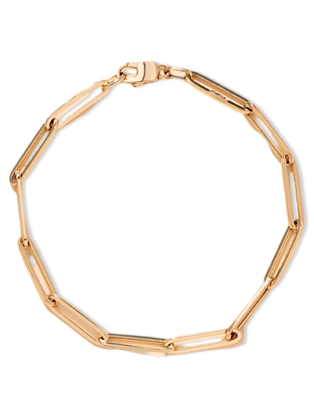 14K Real Gold 2.7 mm Triangle DC Paperclip Bracelet By Tehrani Jewelry